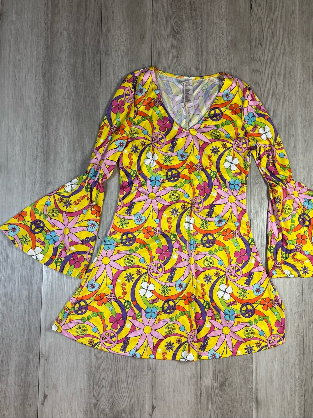 Morph Costumes Womens Hippie Dress Costume M Multicolor Bell Sleeve Polyester